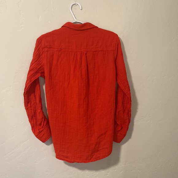 New Long-Sleeve Button-Up Red Blouse - Picture 7 of 14